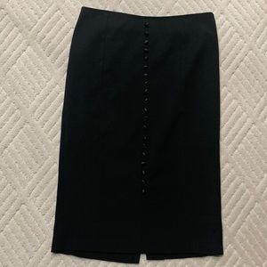 Final Touch Size Small Black Midi Skirt with faux button front design
